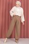 Comfortable Fit Shalwar Trousers with Elastic Cuffs Camel