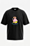 Patrick Star Design Back Printed Cotton Black Oversize T-Shirt