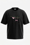 Pink Bikini Design Back Printed Cotton Black Oversize T-Shirt