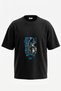 Gothic Angel Butterfly Design Back Printed Cotton Black Oversize T-Shirt