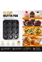 Non-Stick 12 CUP Muffin Pan, Carbon Steel Cupcake Baking Tray, Oven-Safe, Easy Release & Easy Clean, Ideal for Muffins, Cupcakes & Mini Cakes - 3