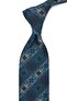Turquoise Black Motif Pattern Classic Tie with Handkerchief Kk13728 - 3