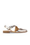 Gray Shiny Leather Women's Flat Sandals