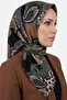 وشاح نسائي مزين بنقشة الفهد والبيزلي باللونين الأسود والأخضر
