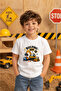 Children's Engineering Vehicle Printed Short Sleeve Crew Neck T-Shirt