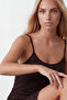 Bitter Brown Strappy Valon Ruffle Fabric Mini Beach Dress Alc-X15554 - 4
