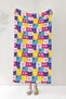Colorful Kids Beach Towel with Cat Figure - Fun Modern Girls' Quick-Dry Microfiber Towel - 6