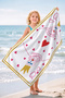 Playing Card Girl Heart Themed Beach Towel - Modern Artistic White Pink Quick Dry Microfiber Towel