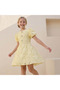Round Neck Short Sleeves Knee Length A-line Dress with Floral Lace