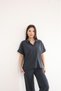 Softline Women's Polo Collar Bloom Fabric Double Set Cotton Relaxed Cut Palazzo Trousers Casual Set - 3