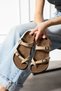 Cream Color Women's Double Buckle Flip-Flop Orthopedic Daily Slippers - Comfortable Home and Outdoor Sandals with Anatomical Soles