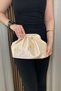 Women's Cream Satin Bohça Bag - Long Strap Daily and Evening Dress Bag