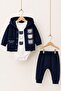 Baby Boy Set - Children's Set - Hooded Top and Bottom Set with Three Teddy Bear Details - 3