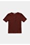 Slim Fit Round Neck Solid Women's Brown Short Sleeve T-Shirt - 5