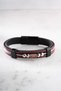 Burgundy Color Leather Detailed Men's Steel Bracelet - 3