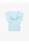 Bürümcük Fabric Textured Slim Fit Sleeveless V-Neck T-Shirt with Knot Detail