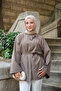 Women's Hidden Buttoned Waist Tie Shirt Khaki Green
