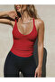 Set of 2 Women's Camisole V-Neck Slim Fit Undershirts - Red & White - 4