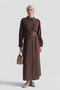 Piping Detailed Dress Brown - 2