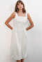 Women's Strappy Polka Dot Midi Dress 2607 - White - 3