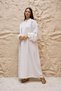 White Linen Casual Long Sleeve Dress - 2