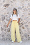Ecru Yellow Lettered Collar Embroidered T-Shirt - 2