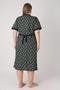 Women's Plus Size 100% Cotton Combed Fabric Buttoned Summer Dress / Green-Brown 4180 - 5