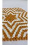 Hand Knitted Hexagonal Dowry Washcloth - Mustard Yellow White Crochet Bath Washcloth - 2