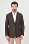 Straight Slim Fit Wide Collar Double Breasted Pocket 100% Linen Men's Jacket Dark Brown - 41488.26Y - 6
