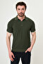 Patterned Slim Fit Polo Collar Buttoned Men's Knitwear T-Shirt Khaki - 11595.26Y