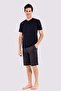 Men's 3 Pieces Pajamas Sets Cotton Short Sleeve Top Long Bottom Shorts Set - 3