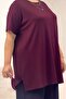 68507 Large Size Long Slim Modal T-Shirt - Burgundy - 2