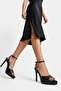 Women's Black Matte 10cm Thin Platform Heels Pointed Toe Thin Heel Pointed Toe Ankle Strap Sandals Shoes Slippers Black - 2