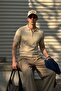 Men's Zippered Short Sleeve Cream Polo Collar T-Shirt - 4