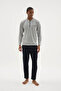 3Xl-9Xl Free Comfort Cotton Men's Pajama Set Gray - Super Oversized Midi Collar Pajama Set