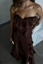Nep Strapless Flounced Slit Chiffon Evening Dress - 2
