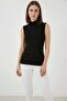Women's Turtleneck Sleeveless Viscose Black Bodysuit - 5