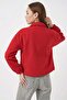 Women's Double-Breasted Collar Crop Double-Button Cotton Red Jacket - 4