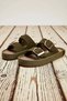 Women's Platform Sole Double Strap Antique Metal Buckle Nubuck Slippers Comfortable Cut Design Casual Modern Stylish
