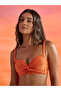Orange Padded Balconette Bikini Top with Tie Knot Detail and Brief Set - 2