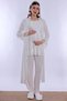 Cotton Pajama Set for Pregnant and Postpartum Women with Adjustable Waist Elastic Effortt - Ecru - 2