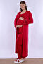 Cotton Long Robe Maternity Nursing Pajama Set Effortt - Cherry - 8
