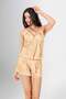 Women's 3-Piece Patterned Short Sleeve Dressing Gown Back Detailed Blouse-Shorts Pajama Set - 2