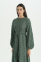 Balloon Sleeve Tassel Textured Modal Dress - Emerald - 2