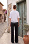 Women's Short Sleeve Blouse with Staple Detail on the Shoulder - 6
