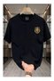 Unisex Oversized Printed Cotton Crew Neck Short Sleeve BLACK T-shirt