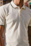 Men's Buttoned Fashion White Polo Collar T-Shirt - 5
