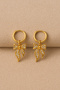Gold Color Dangle Bow Women's Hoop Earrings - 5