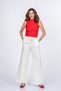 Women's Summer Ecru High Waist Slim Elastic Muslin Fabric Wide Leg Pants Casual Daily Office Stylish 30409 - 3