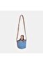 Women's Navy Blue Leather Detailed Straw Handbag - 3